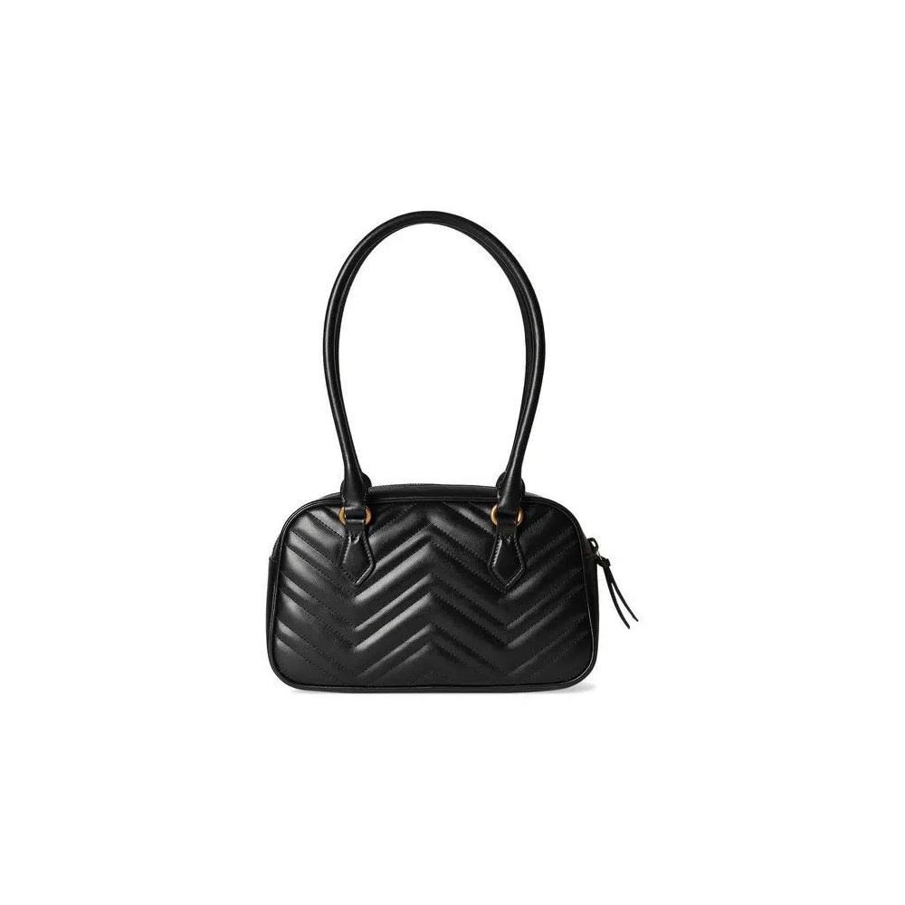 Сумки с ручками Gucci Marmont Кожаная малая сумка с ручкой 'Черный' 2