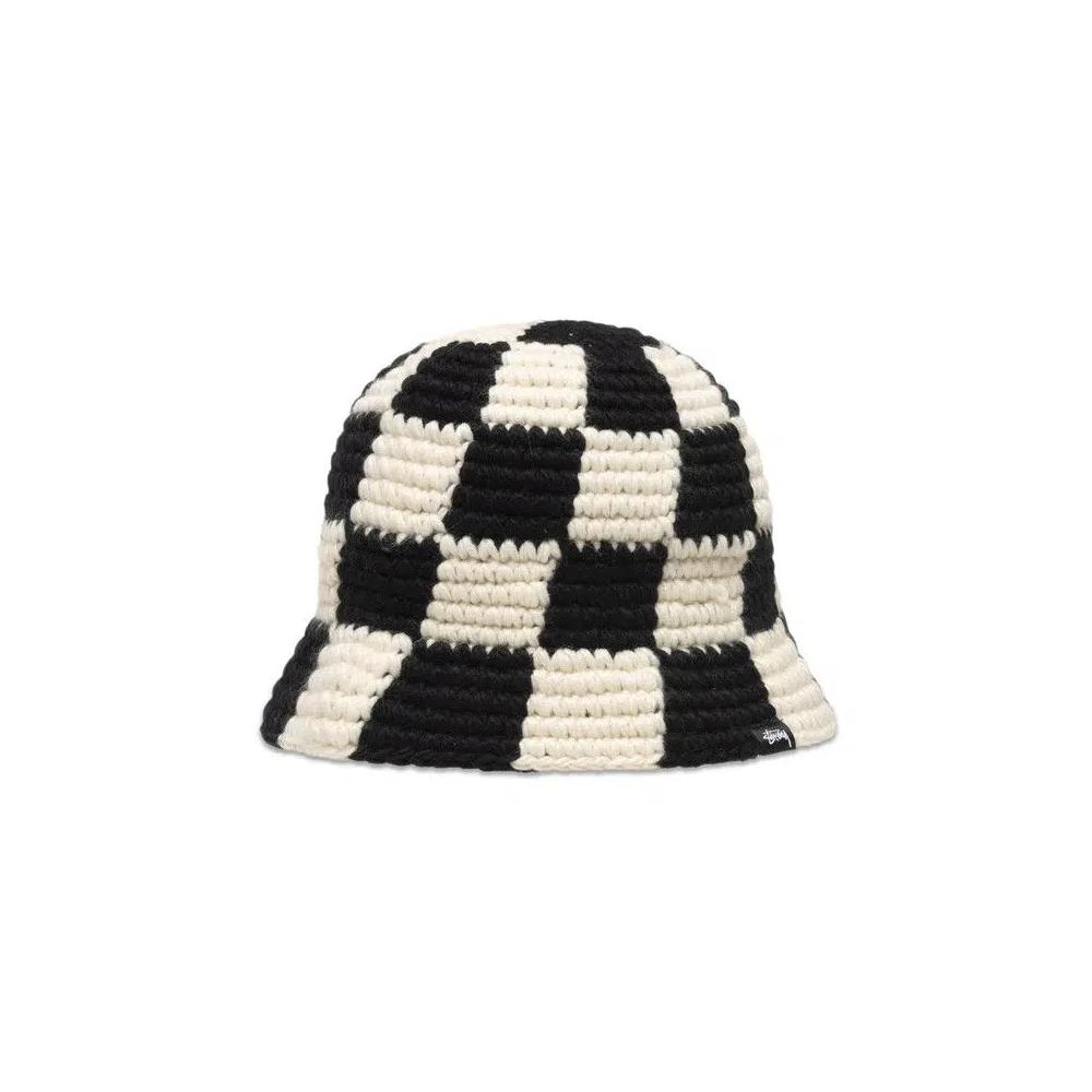 Панамы Stussy Bucket Hat Checker Knit 'Black' 1