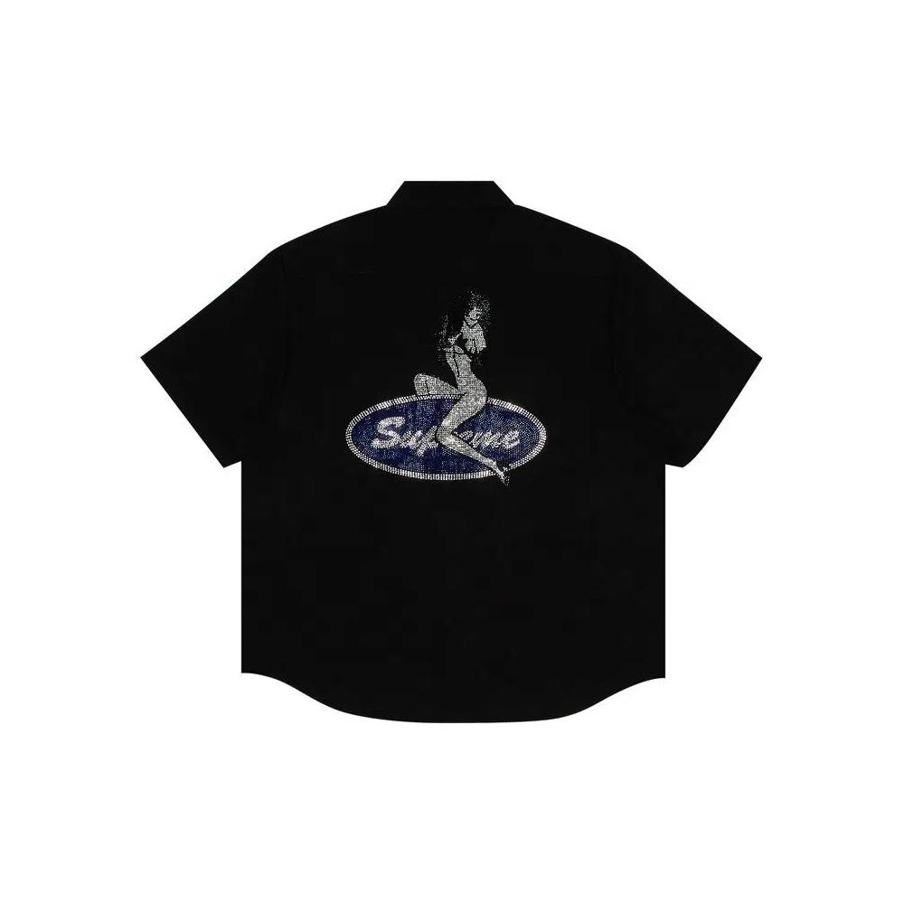 Овершоты Supreme Rhinestone Pin Up Short-Sleeve Work Shirt 'Black' 2