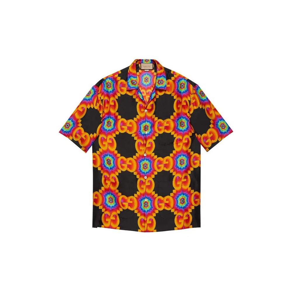 Рубашки на пуговицах Gucci GG Kaleidoscope Silk Bowling Shirt 'Black/Orange' 1