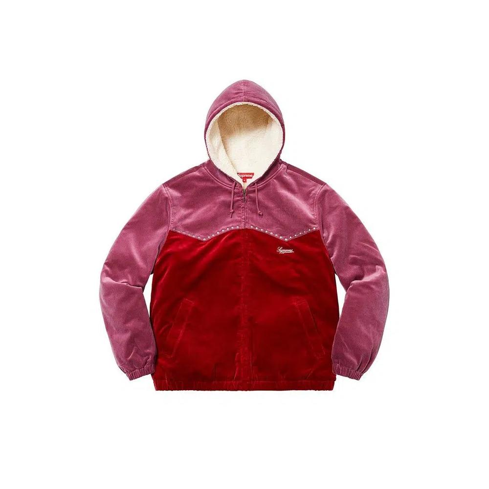 Верхняя одежда Supreme Studded Velvet Hooded Work Jacket 'Red' 1