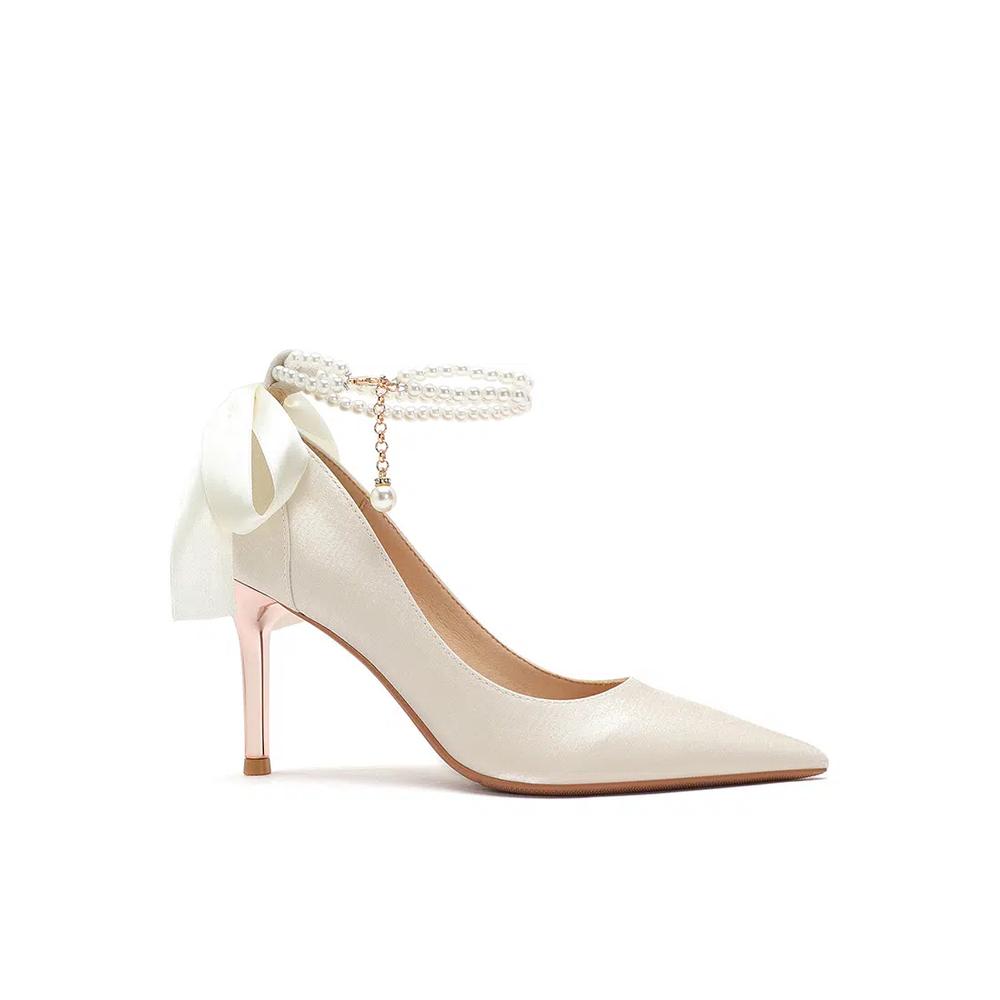Туфли-лодочки на шпильке 8 см с жемчужным ремешком 2181-9 1