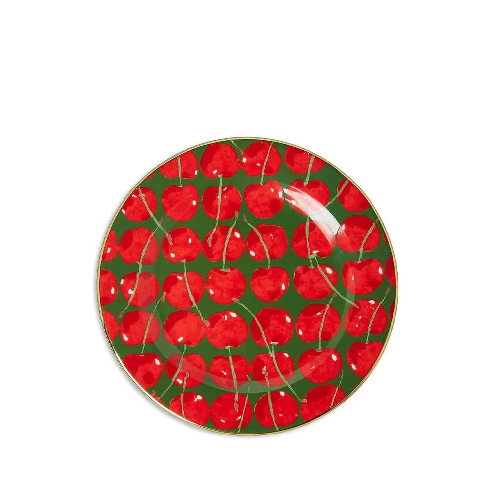 Набор из двух десертных тарелок с принтом Cherries Verde 2