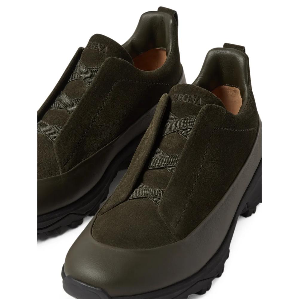 dark olive green leather and suede Triple Stitch™ Monte sneakers 5