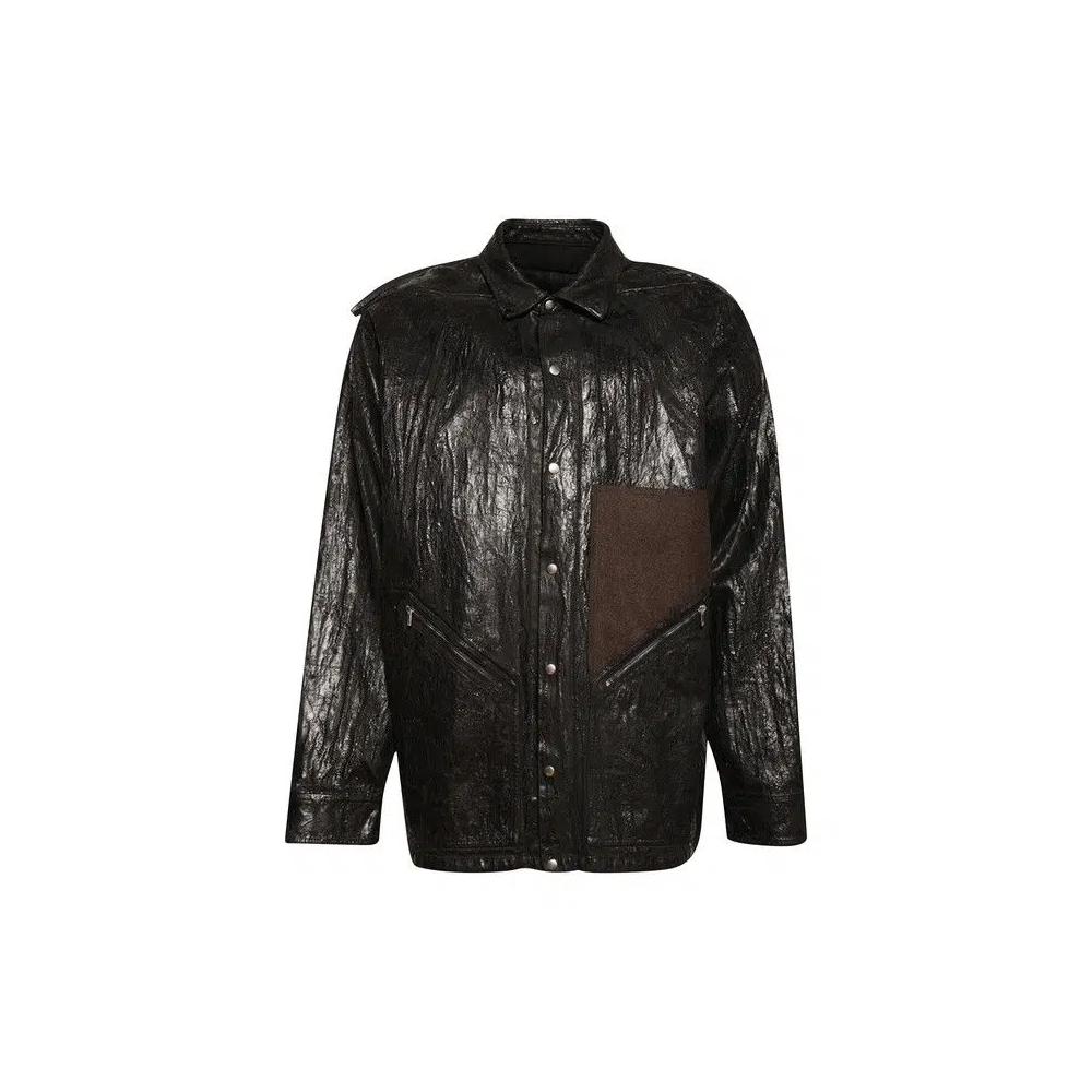 Джинсовые куртки Rick Owens Distressed Denim Jacket 'Черный/Коричневый/Черный' 1