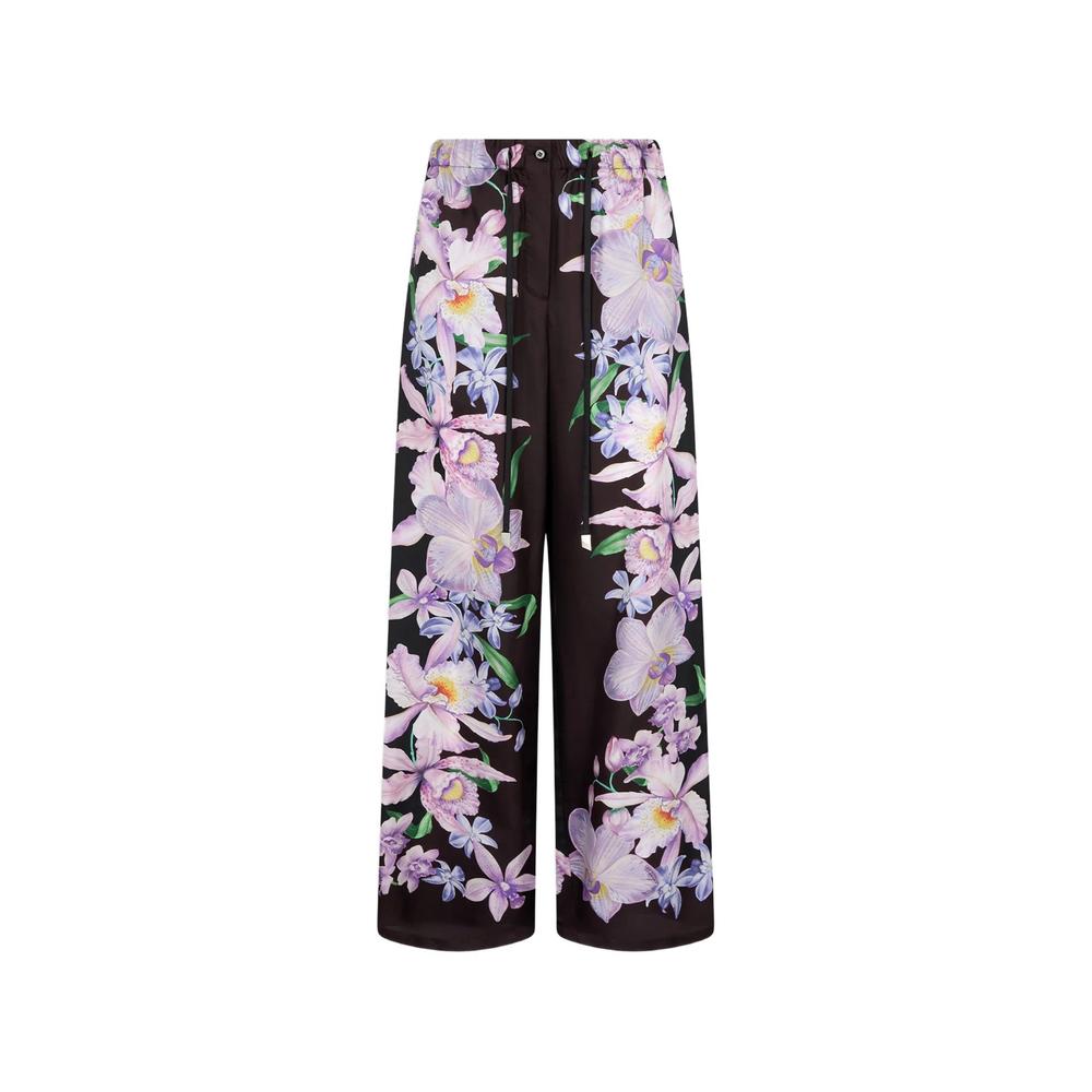 floral-print silk trousers 1