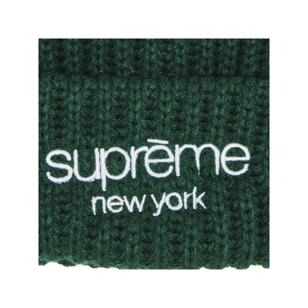Бини Supreme Classic Logo Chunky Ribbed Beanie 'Dark Green' 3