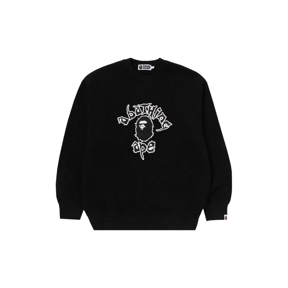 Свитеры BAPE Mad Ape College Heavy Washed Crewneck 'Black' 1