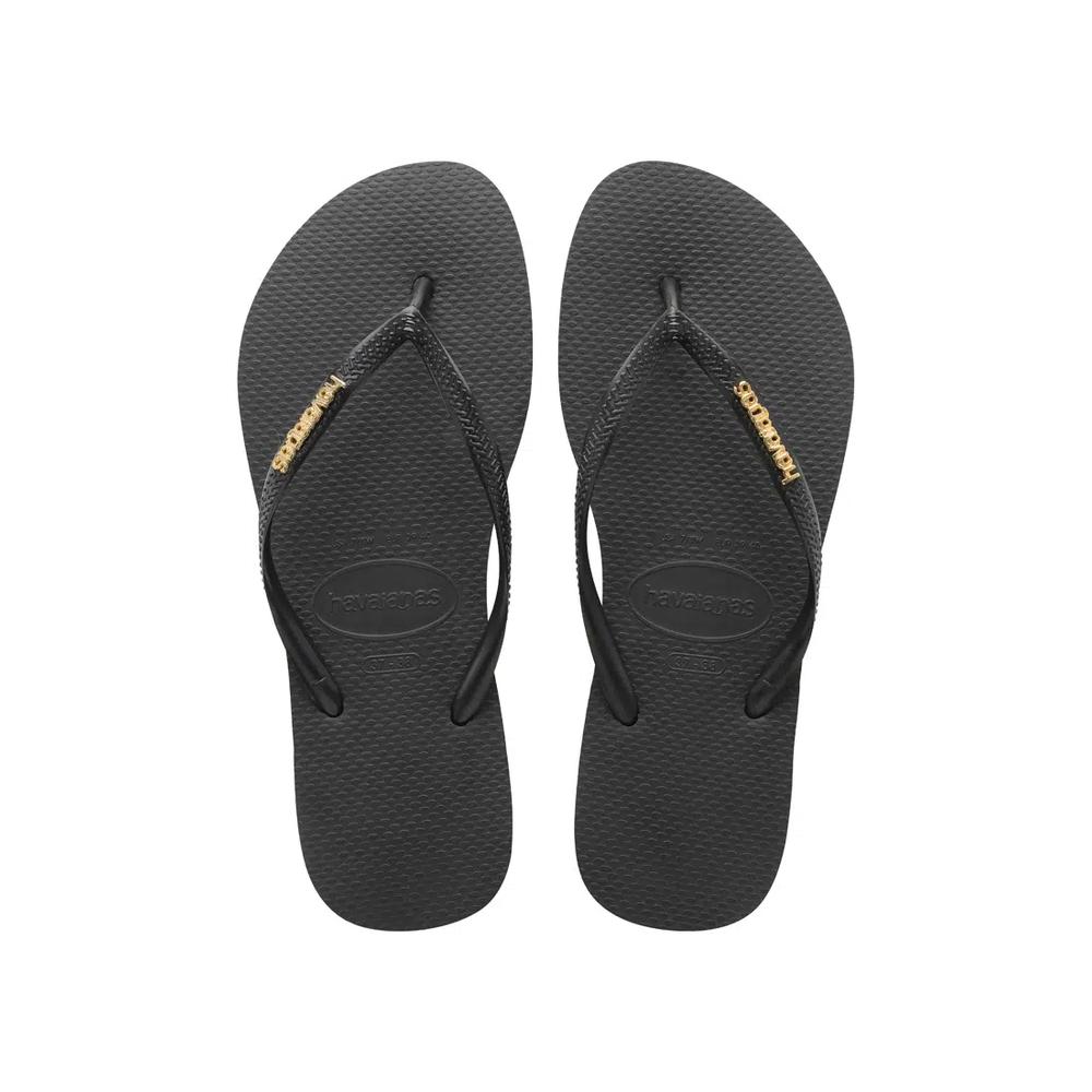 Havaianas Slim Logo Metallic Flip Flop ЧЕРНЫЙ/ЗОЛОТОЙ 3