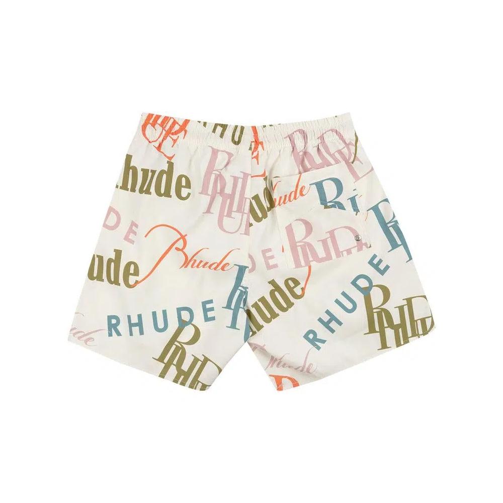 Плавки Rhude Mash Up Logo Swim Trunks 'Cream/Multicolor' 2