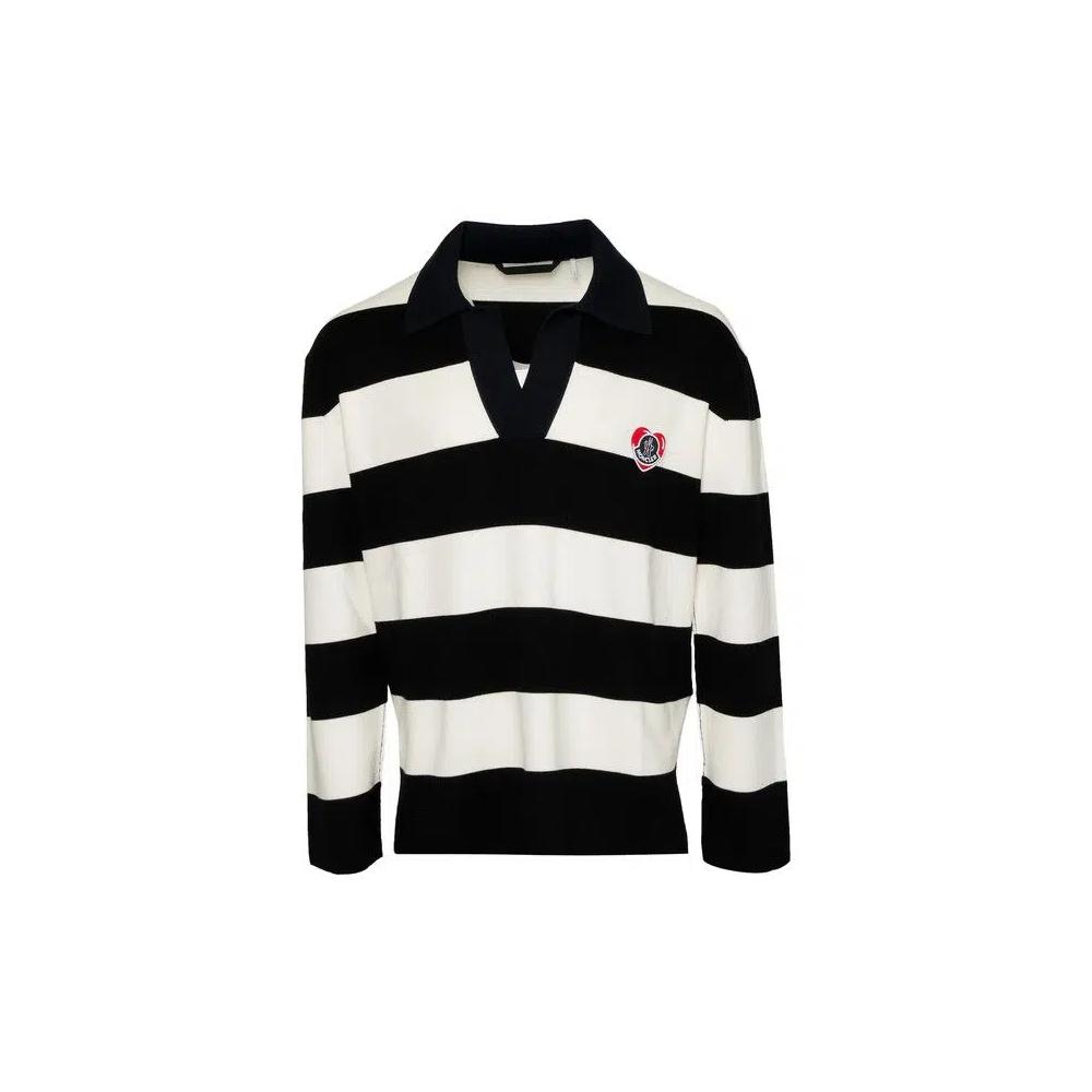 Поло Moncler Stripe Long-Sleeve Polo 'Black/White' 1