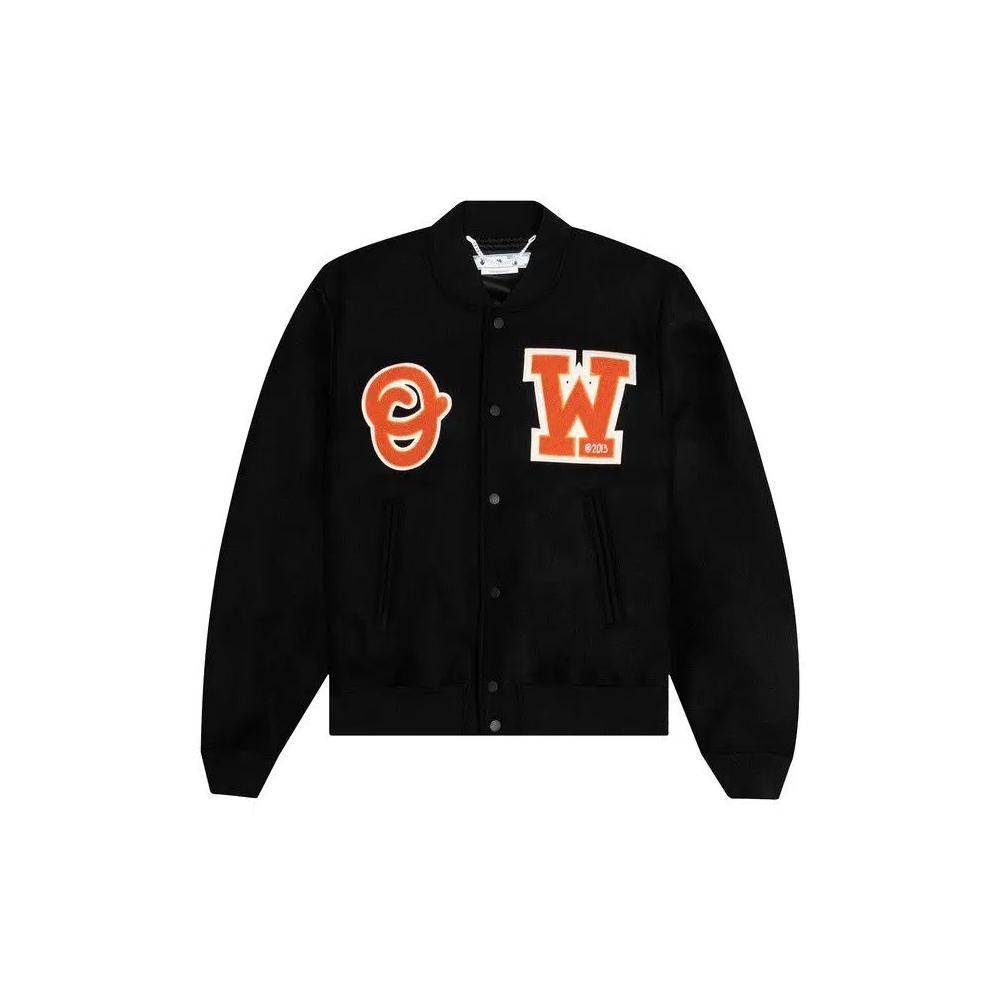 Varsity Jackets Off-White OW Patch Varsity Jacket 'Черный/Оранжевый' 1