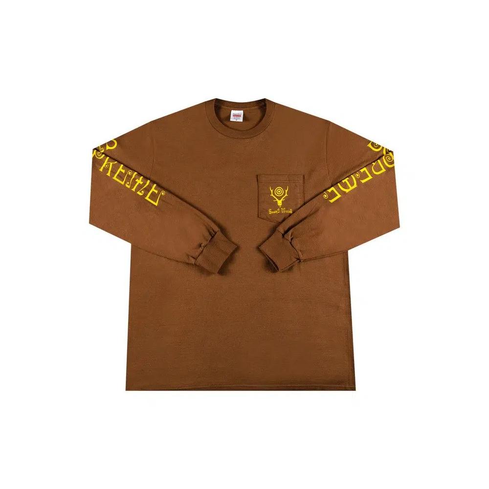 Футболки Supreme x SOUTH2 WEST8 Long-Sleeve Pocket Tee 'Brown' 1