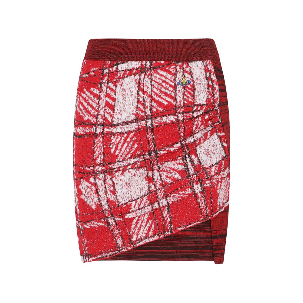 Scribble Check tartan-print midi skirt 1