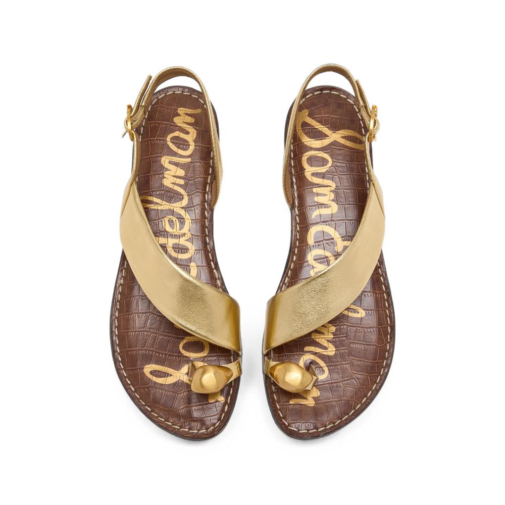 Grace metallic-leather flat sandals 2