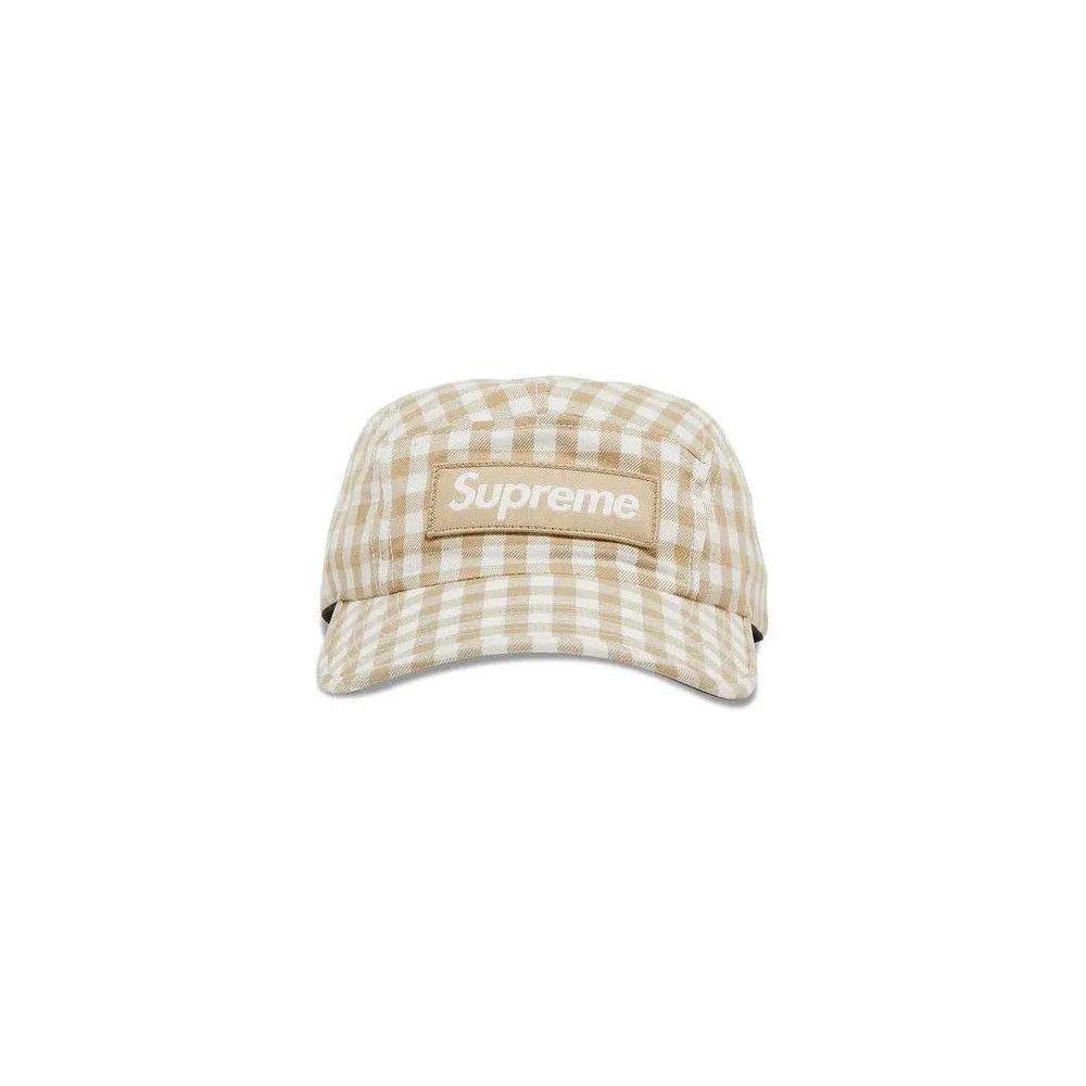 Кепки Supreme Gingham Camp Cap 'Tan' 1