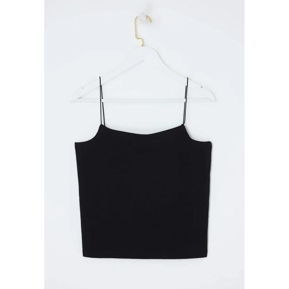 Черная базовая майка больших размеров с тонкими бретельками, Tbbss26Cv00008 4