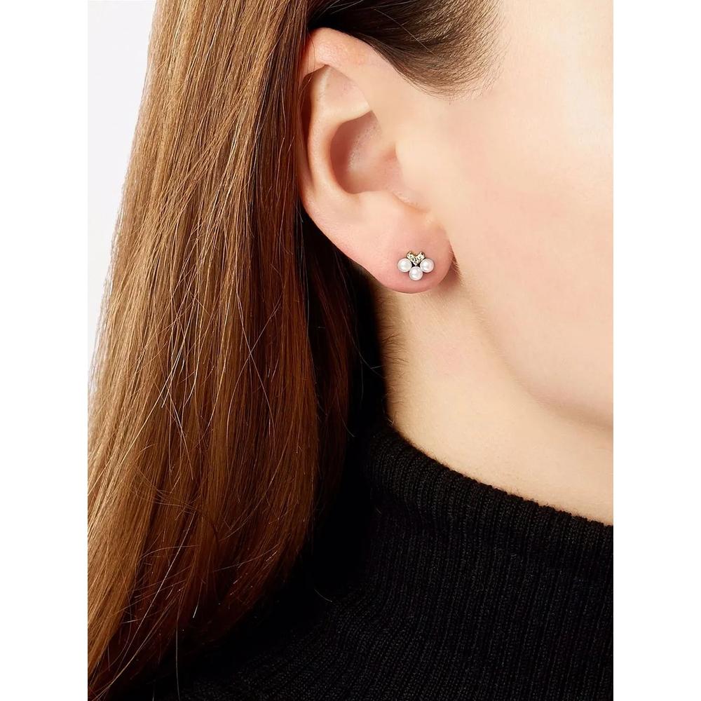 Серьги-гвоздики Sleek из желтого золота с жемчугом и бриллиантами 2
