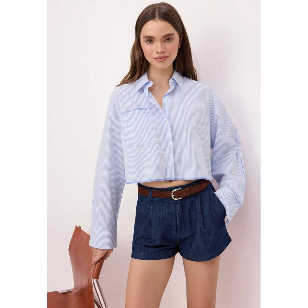 Темно-синие мини-шорты с высокой талией из денима Twoss26Sr199 5