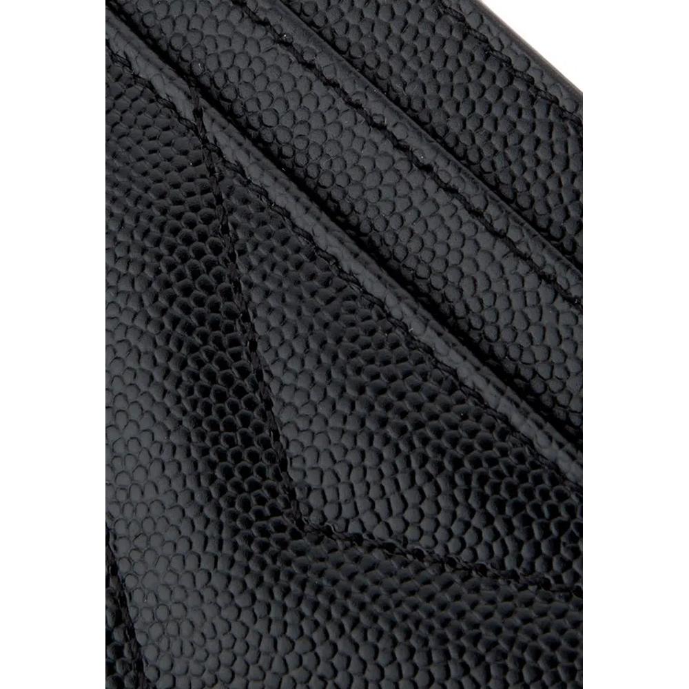 Монограмма в тисненой коже Grain De Poudre, картхолдер, черный/золотой 4