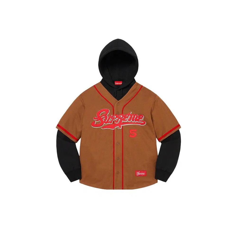 Худи Supreme Baseball Jersey Hooded Sweatshirt 'Brown' 1