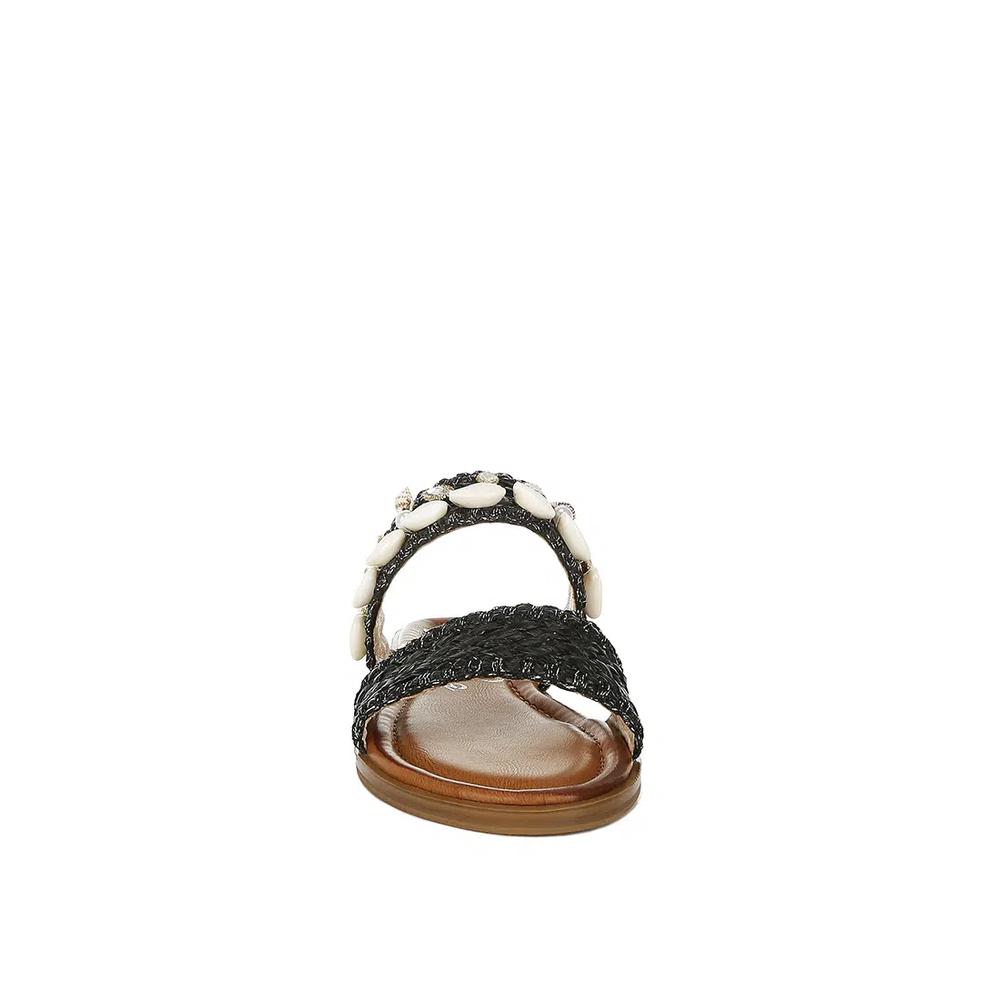 Босоножки Shell & Diamante Slip-On в черном цвете 4