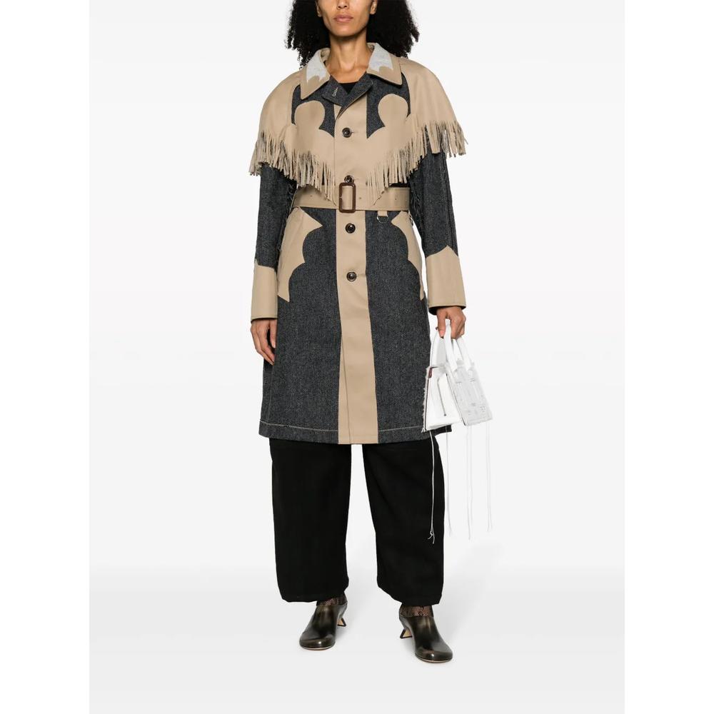 fringed panelled single-breasted coat 2
