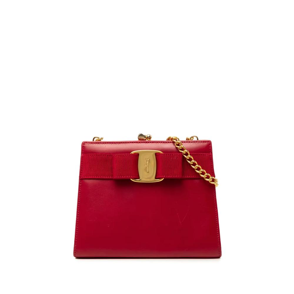Сумка через плечо Leather Vara Bow Kiss Lock Chain (20 век) 1