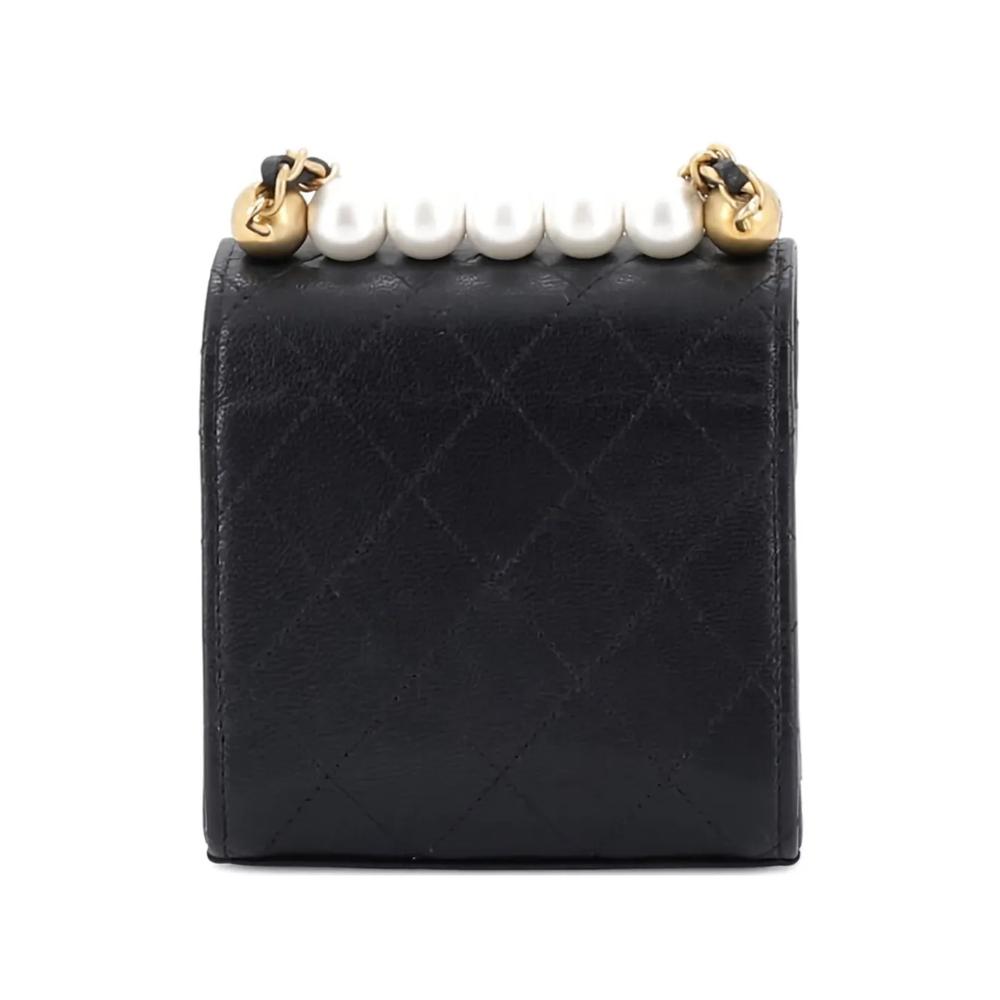 Chic Pearls Flap Clutch with Chain Quilted Goatskin Mini crossbody bag 2