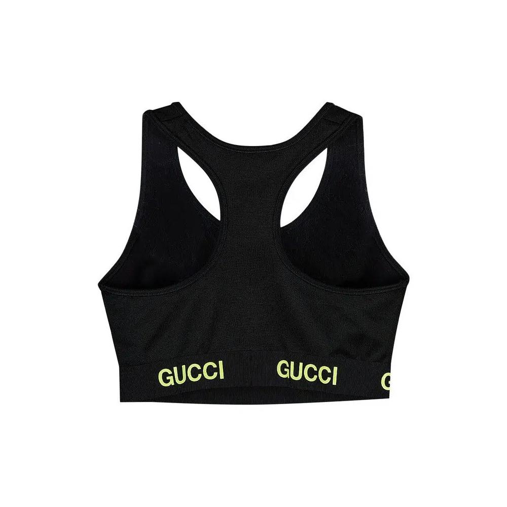 Топ Gucci Logo Jacquard Crop Top «Black/Yellow» 2