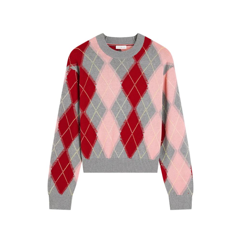 argyle-pattern cotton jumper 1