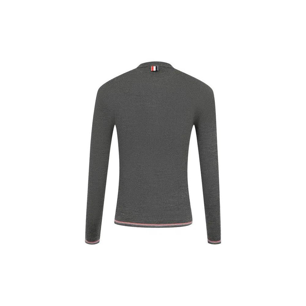 Кардиганы Thom Browne Rib Stitch Crew Neck Cardigan 'Средний серый' 2