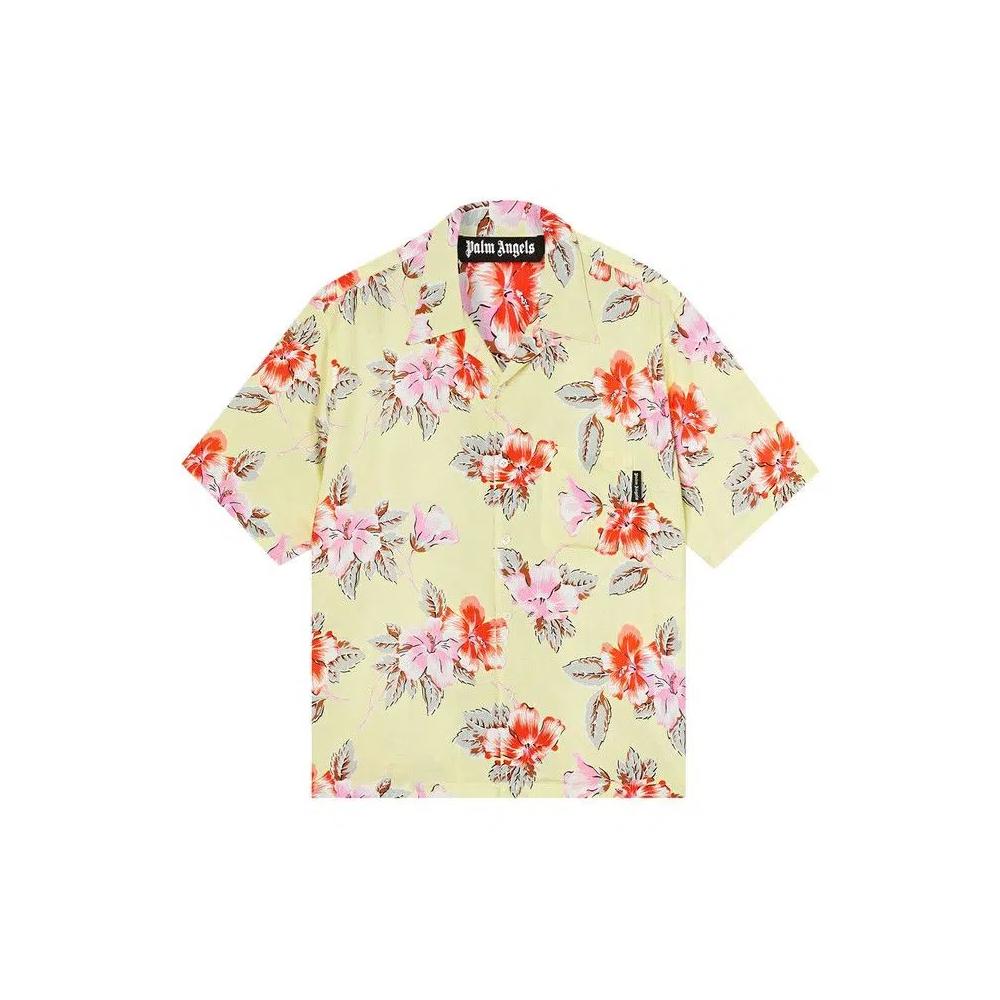 Рубашки на пуговицах Palm Angels Hibiscus Print Button Down Bowling Shirt 'Желтый' 1