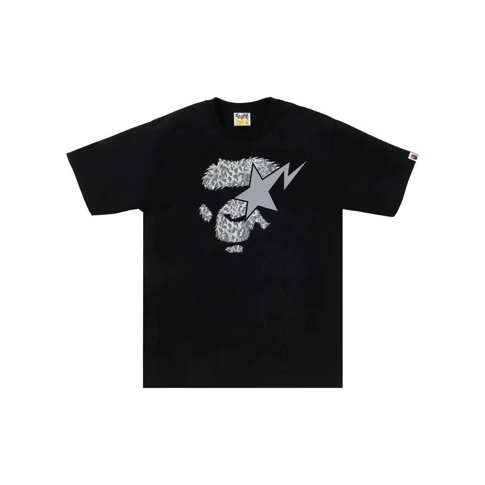 Футболки BAPE Wild Leopard Pattern Ape Face Sta Tee 'Black' 1