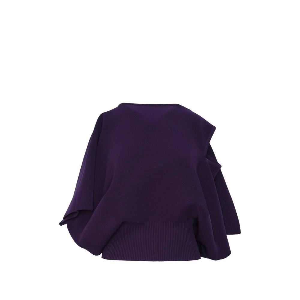 Pottery Crease off-shoulder ribbed-hem blouse 1