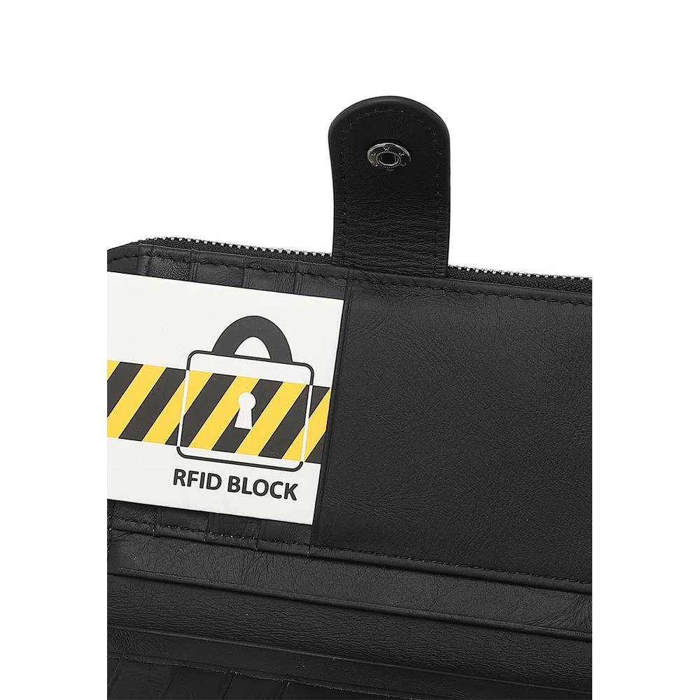 Унисекс-кошелек из натуральной кожи с защитой RFID — черный 7