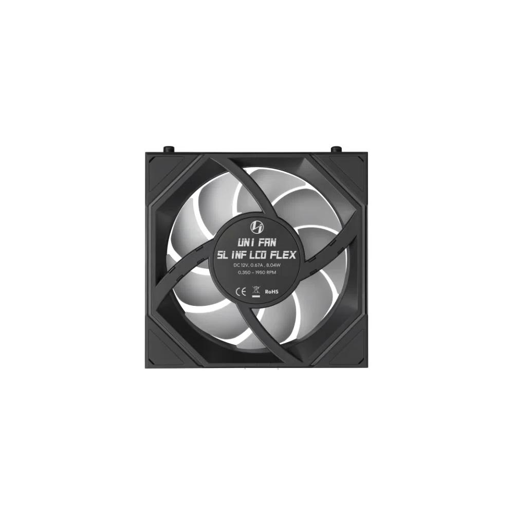 LIAN LI UNI FAN SL-INF LCD FLEX Reversed Blade 120mm Обратный одиночный вентилятор - Черный 3