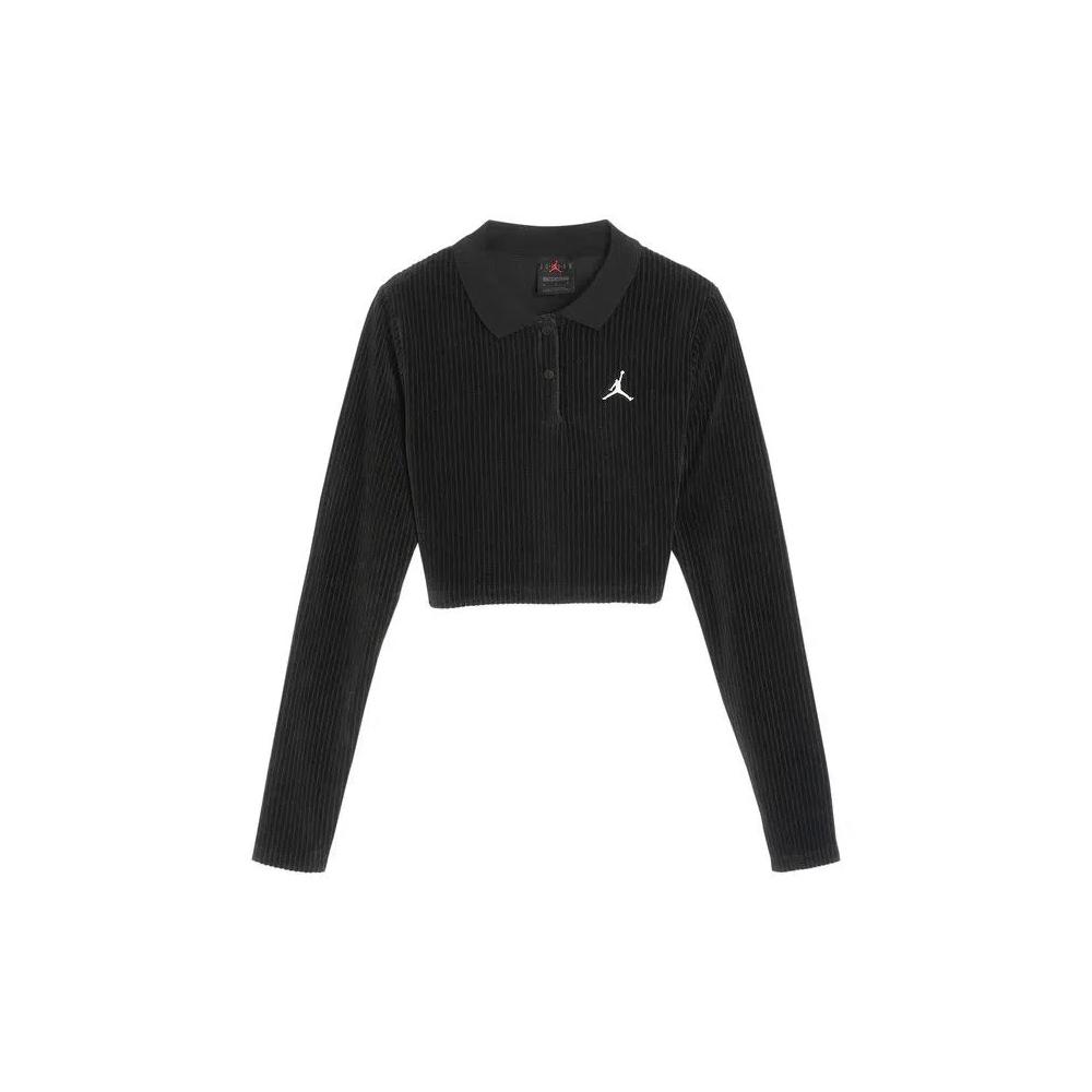 Топы-кропы Air Jordan Flight Long-Sleeve Velour Cropped Top 'Black' 1