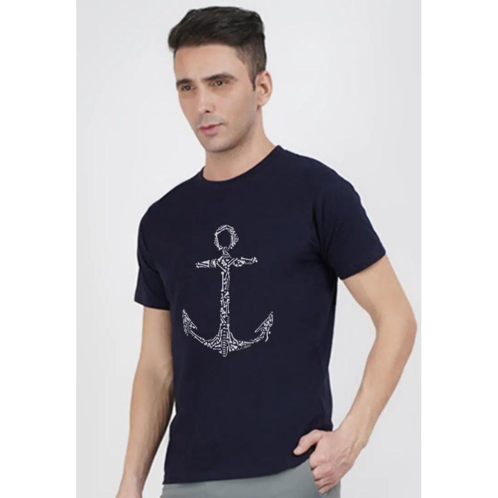 Футболка с принтом Anchor Bones Print Graphic Blue Short Sleeves Regular Fit 2