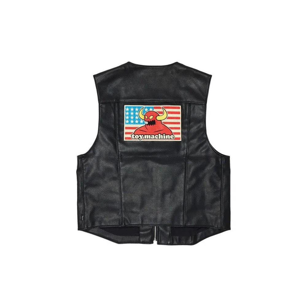 Жилет Supreme x Toy Machine Faux Leather Vest 'Черный' 2