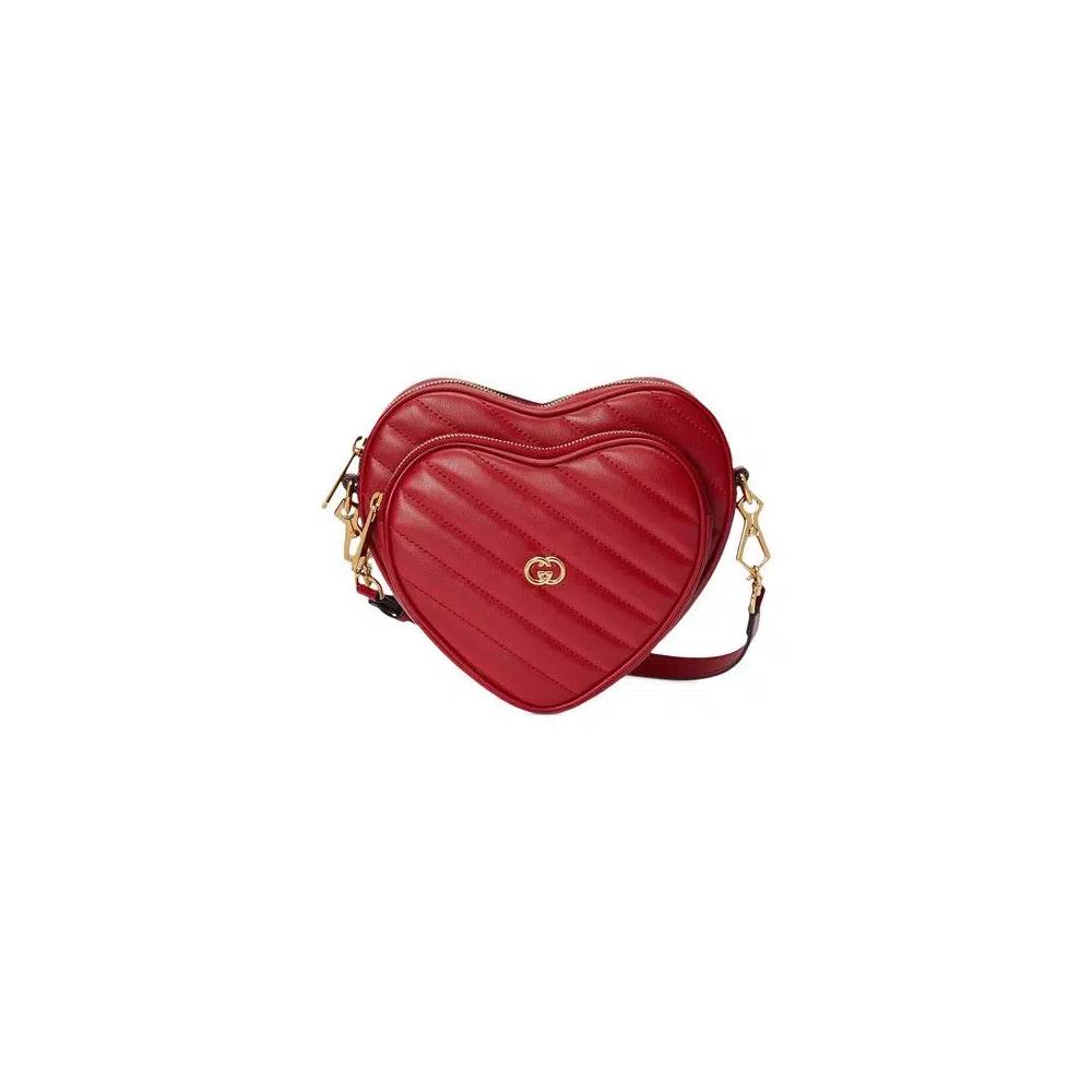 Сумки через плечо Gucci Interlocking G Mini Heart Shoulder Bag «Гибискус красный» 1