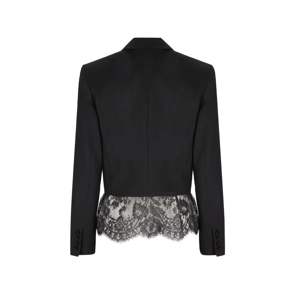 lace-trim double-breasted blazer 2