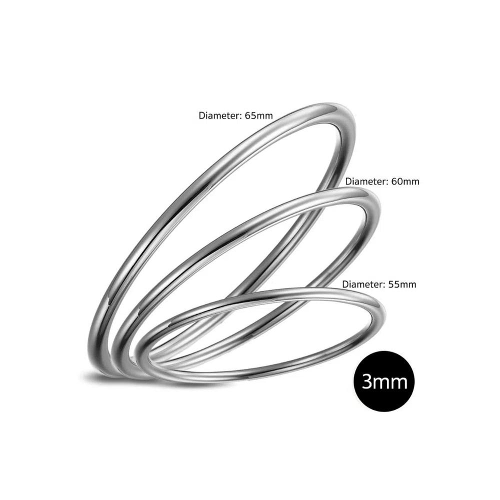 Цельный браслет Golf Bangle 3 мм с родиевым покрытием - 60 мм 6