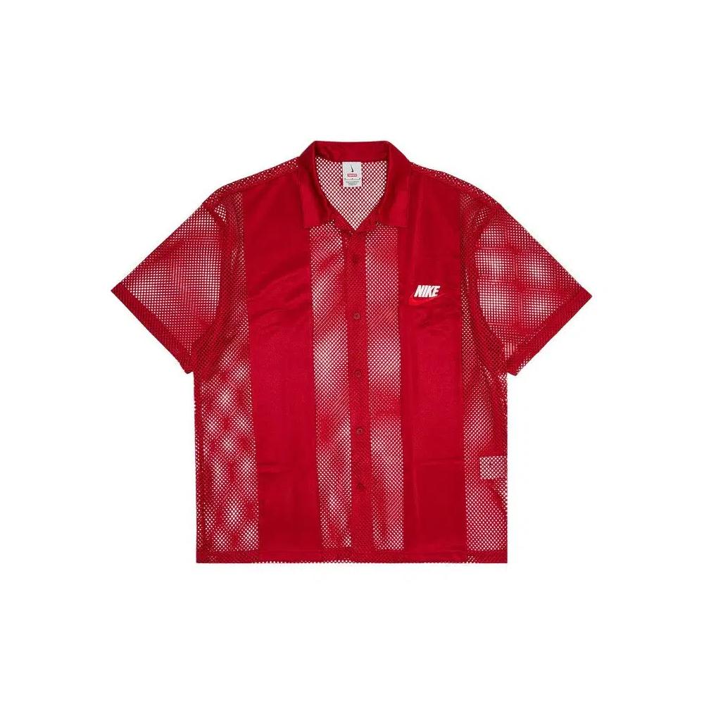Рубашки на пуговицах Supreme x Nike Mesh Short-Sleeve Shirt 'Red' 1