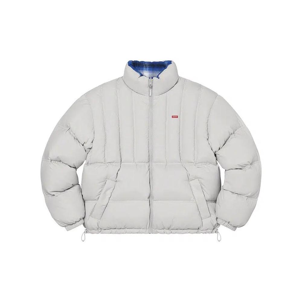 Пуховики Supreme Flannel Reversible Puffer Jacket «Серый» 3