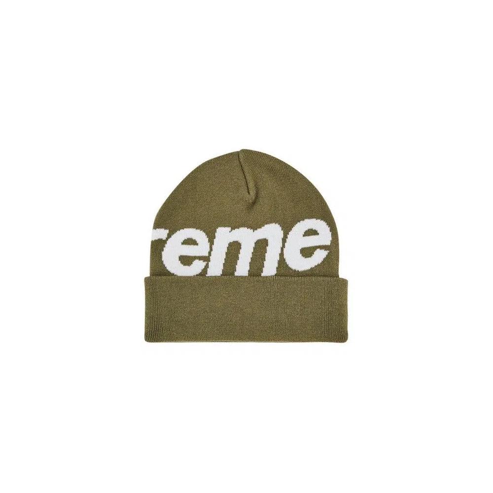 Бини Supreme Big Logo Beanie 'Light Olive' 2