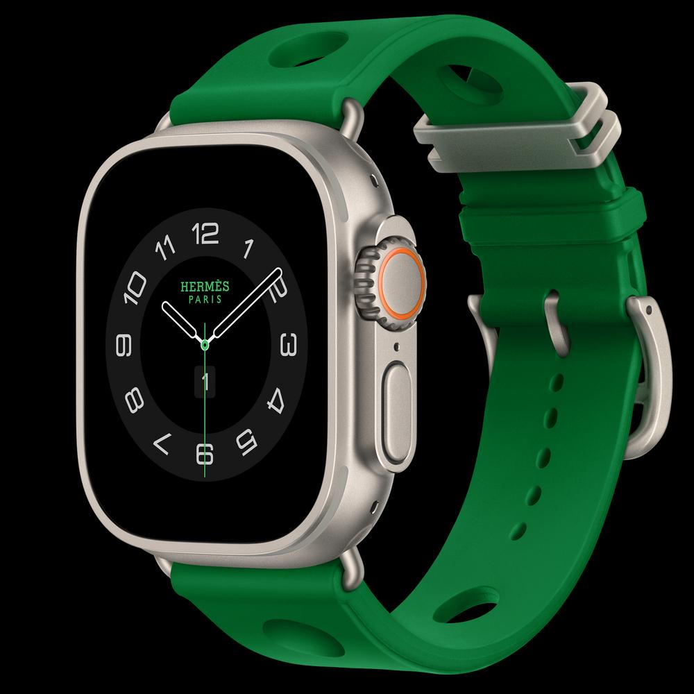 Apple Watch Hermès Ultra 4 49 мм, GPS + Cellular, титан, Natural, ремешок Vert Vertigo Scub’H Diving 1