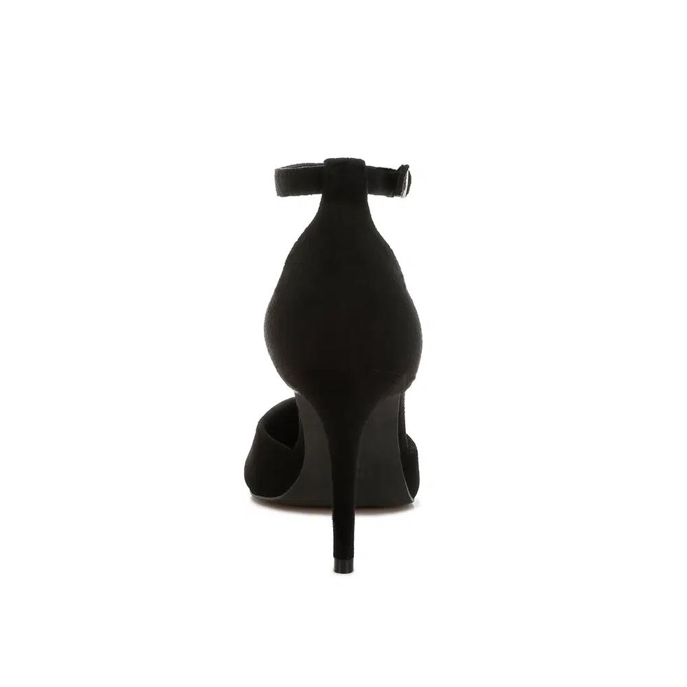 Микроволокнистые босоножки на шпильке черного цвета 5