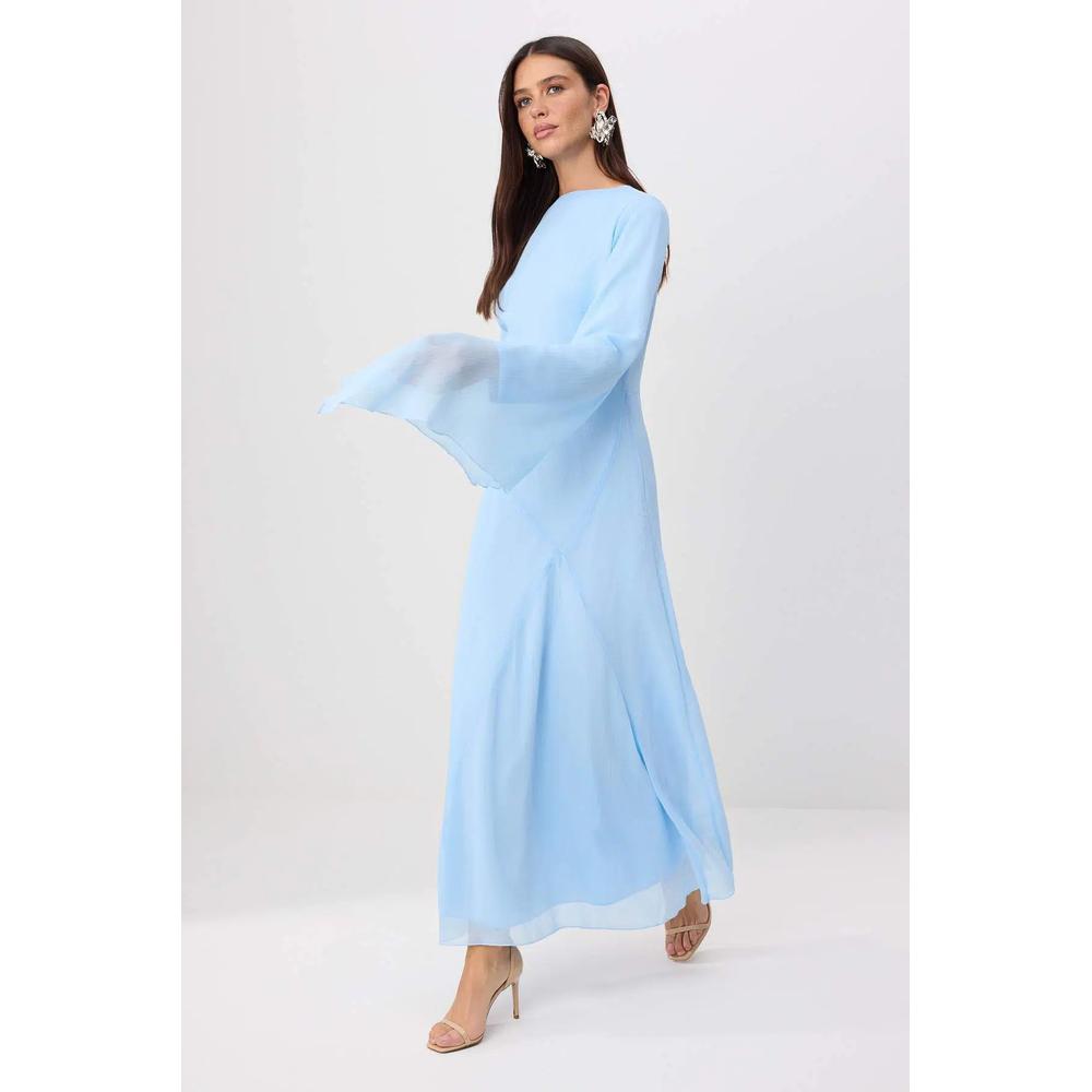 Платье-хиджаб Light Blue Princess Sleeve Chiffon Maxi Woven Stylish Event Evening 2