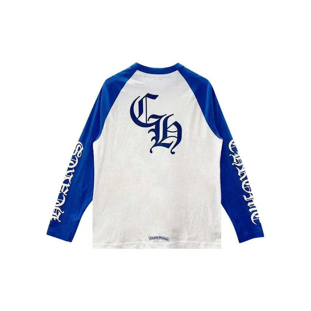 Футболки с длинным рукавом Chrome Hearts Long-Sleeve Horseshoe Baseball Tee 'White/Blue' 2